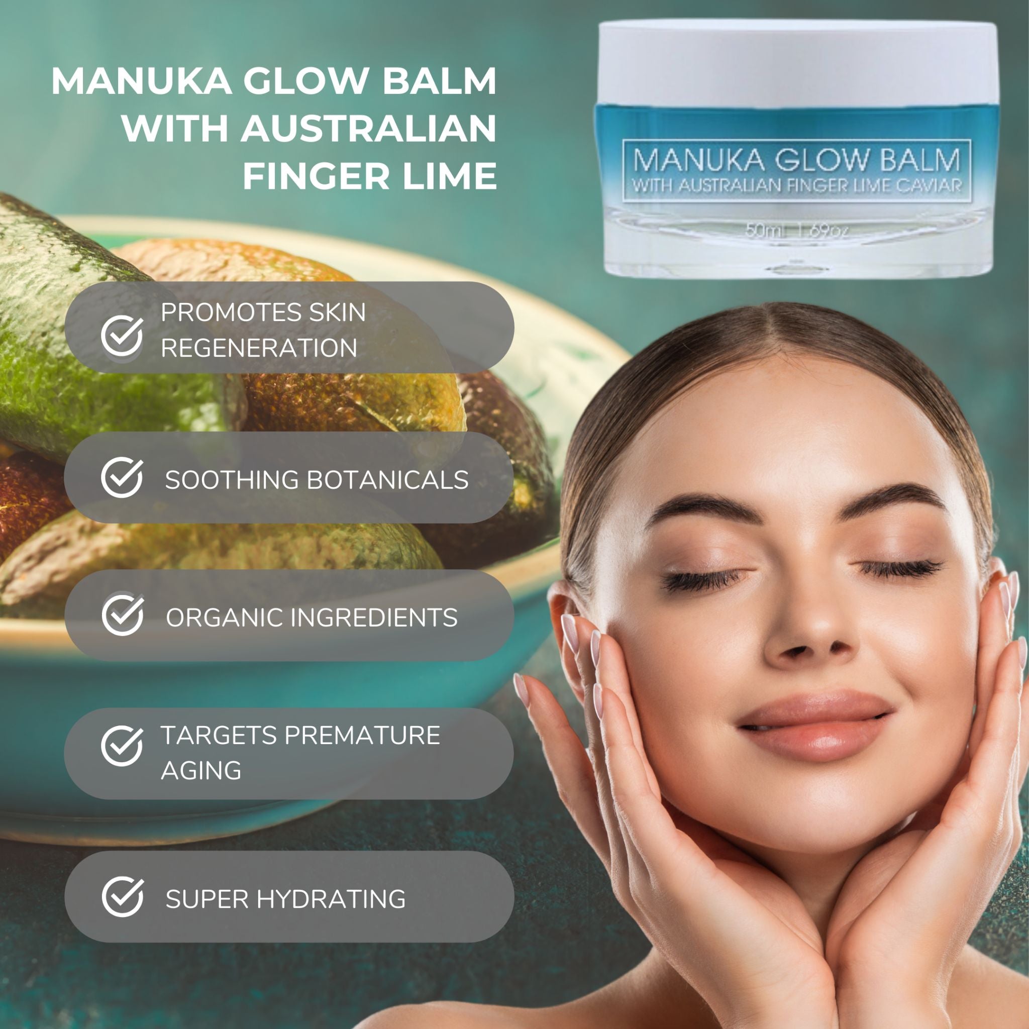 Manuka Glow Balm With Australian Finger Lime Caviar- Super Hydrating Skin Recovery Balm