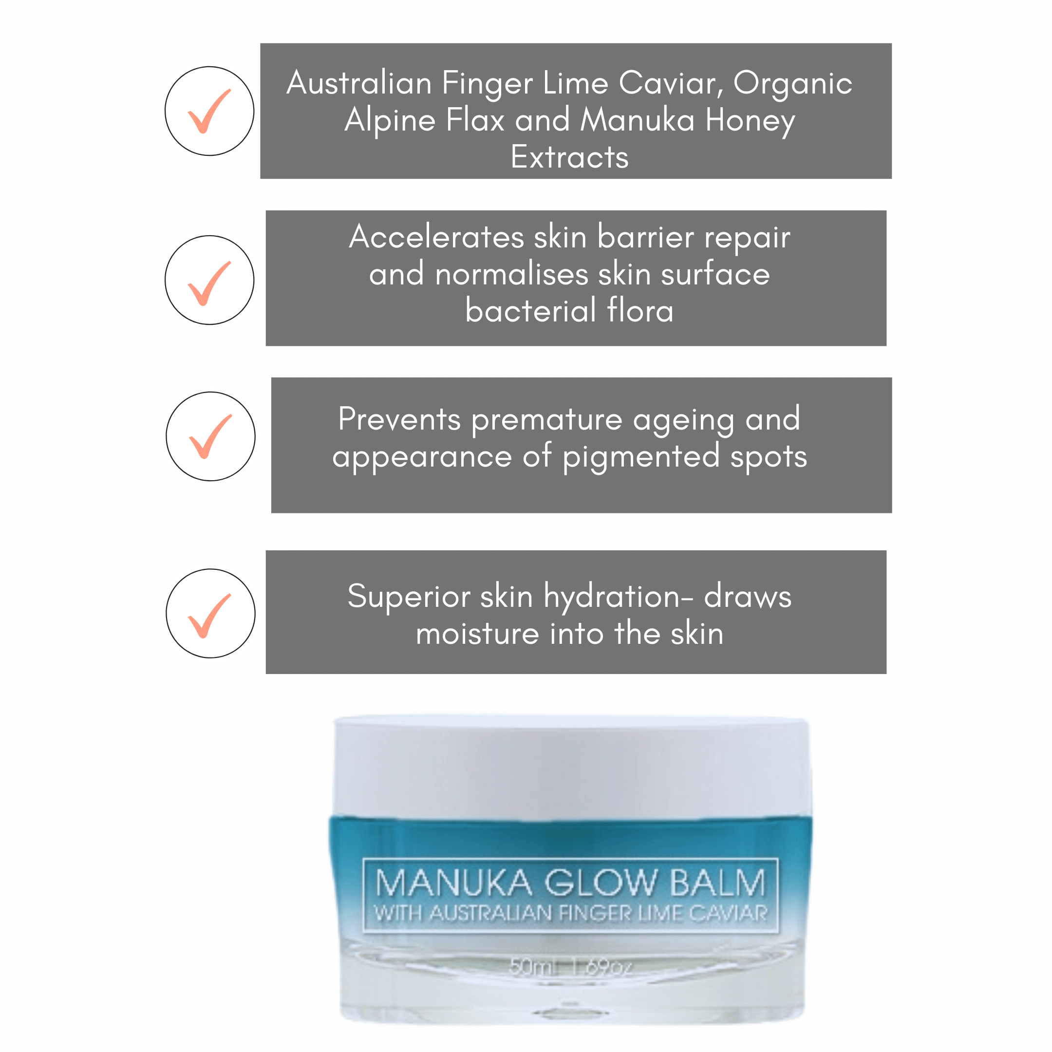 Manuka Glow Balm With Australian Finger Lime Caviar- Super Hydrating Skin Recovery Balm